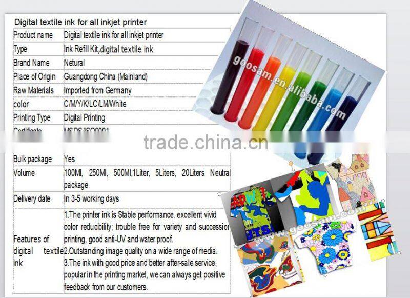 Textile Printing ink for Epson F2000 DTG Printer Printing on Cotton T-Shirt