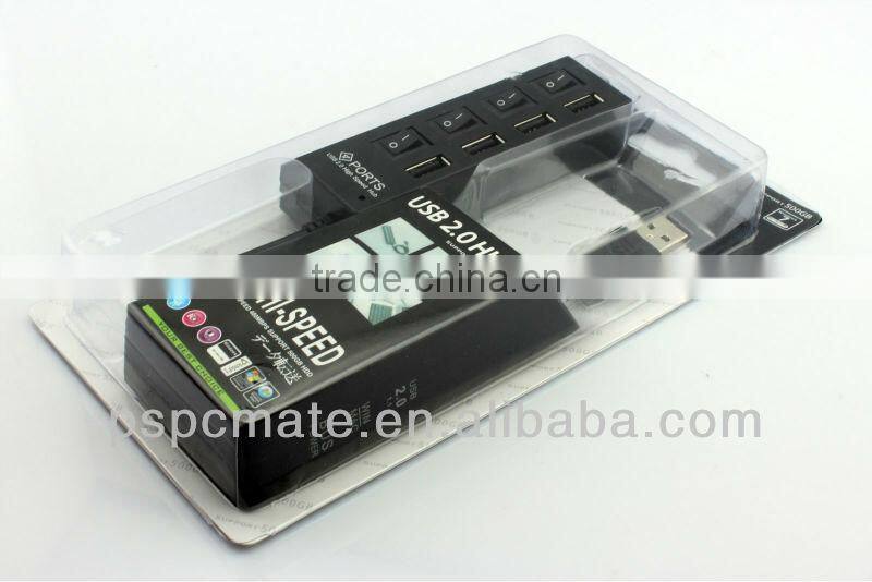 4 Port USB 2.0 Hub Cable Adapter with ON/OFF Switch With LED light