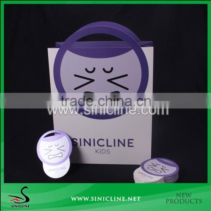 Sinicline Factory Design Cute Paper Kids Bag With Facial Expressions Printed
