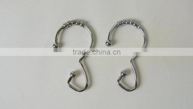100% metal shower curtain hooks/304 stainless steel curtain hooks