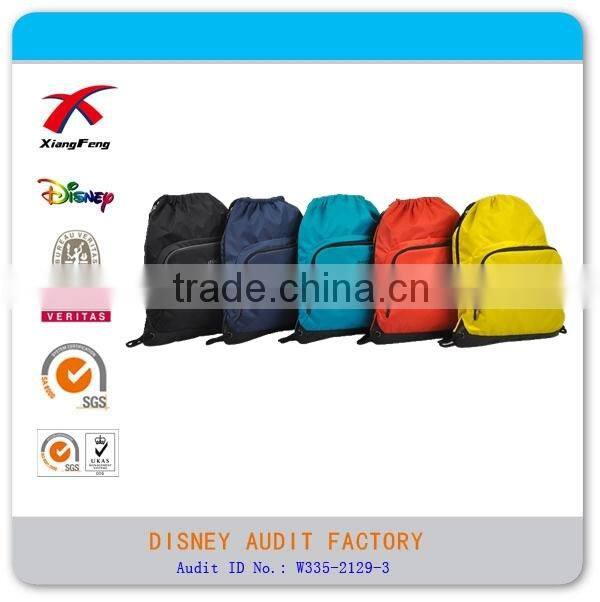 Promotional polyester drawstring foldable folding shopping bag