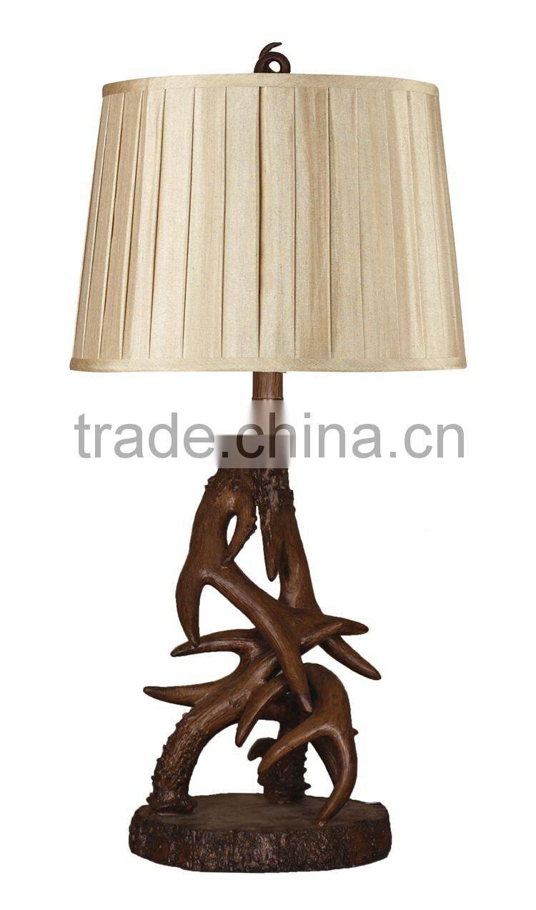 Polyresin Antler Table Lamp With Pleated Shade