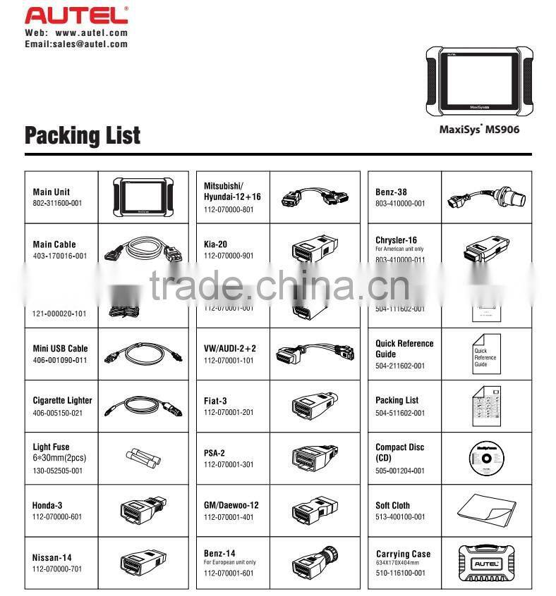 Original Autel latest engine scanner maxisys ms906 with PAD and faster diagnostic speed same function as ds708 auto scanner