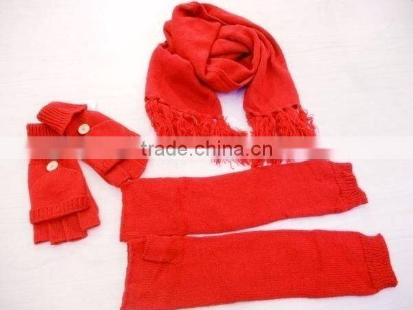fashion acrylic knitted gloves scarf set