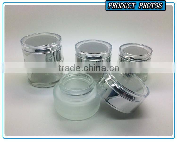 Acid Etch Fosted glass cosmetic bottle and glass cosmetic cream jar