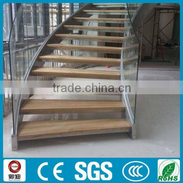 Curved stainless steel beam stairs
