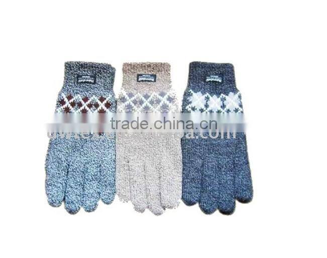 winter acrylic magic glove with jacquard pattern for lady