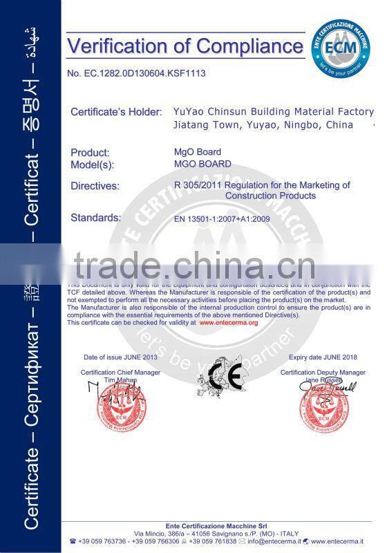 Fireproof Material /mgo board/magnesium oxide board