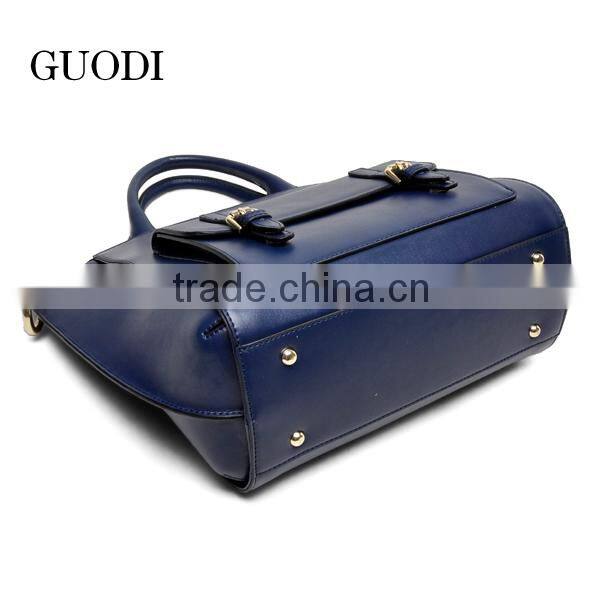 2016 elegant fashion leather handbags with outside pockets for women