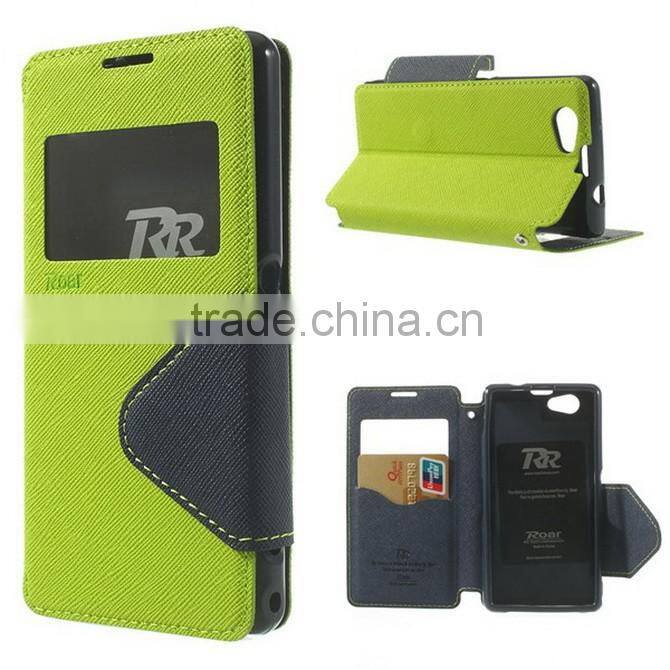 Good Quality Mobile Phone Leather Flip Cover Case For Sony Z3 Mini M55W With Stand Function