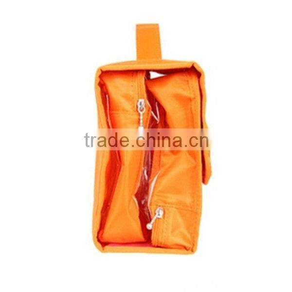 yellow Nylon Mesh Travel Cosmetic Bag With Handle