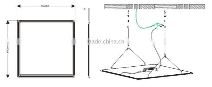 Energy saving high luminous 36W 60x60cm led panels for suspended ceilings