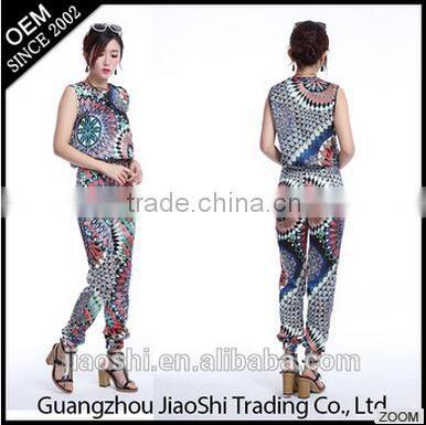 OEM Custom made ladies suit gray color casual style sleeveless women jumpsuit