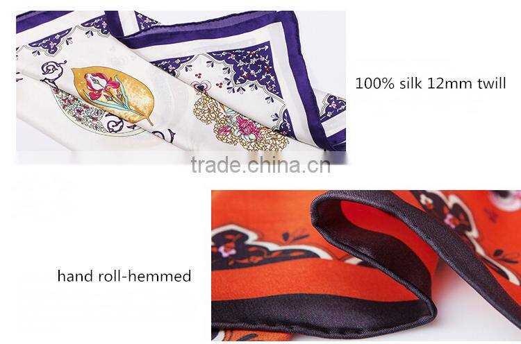Factory Direct Luxury Custom Digital Printed Twill scarf 100% silk scarf