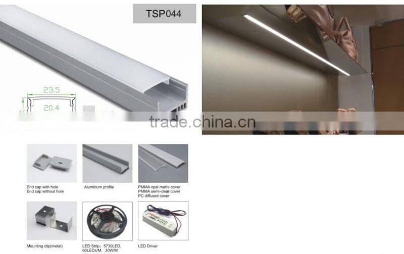 TSP044 U shape LED Aluminum extrustion with heat sink 16*23mm