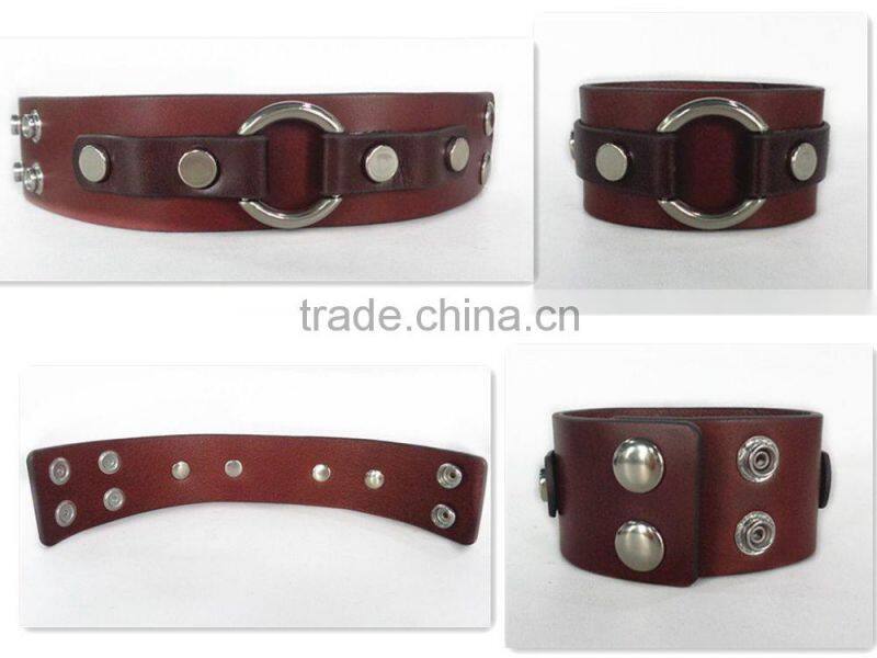 hot sale wrap leather bracelet stain steel handmade men's leather bracelet