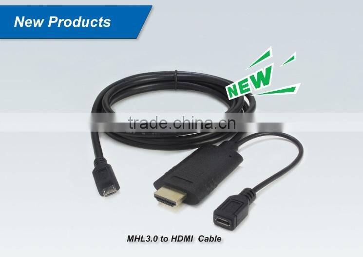 HIGH QUALITY 4Kx2K (3D supported), MHL3.0 Micro USB TO HDM I Adapter Cable for Samsung S4/S5