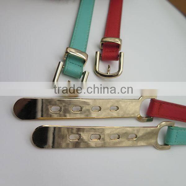 Leather fashion belt with hardware for women