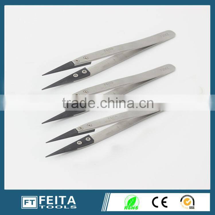 Dongguan 72mz Heat Resistant Ceramic tip Tweezers with Black & White Tips