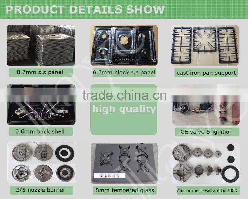 Classic design glass top table gas hob, 3 burner portable gas stove JY-TG3008