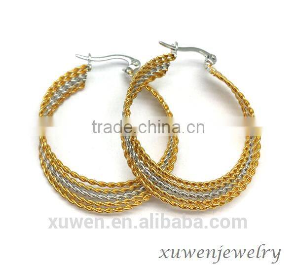 two tone gold plated surgical steel girls stylish earrings