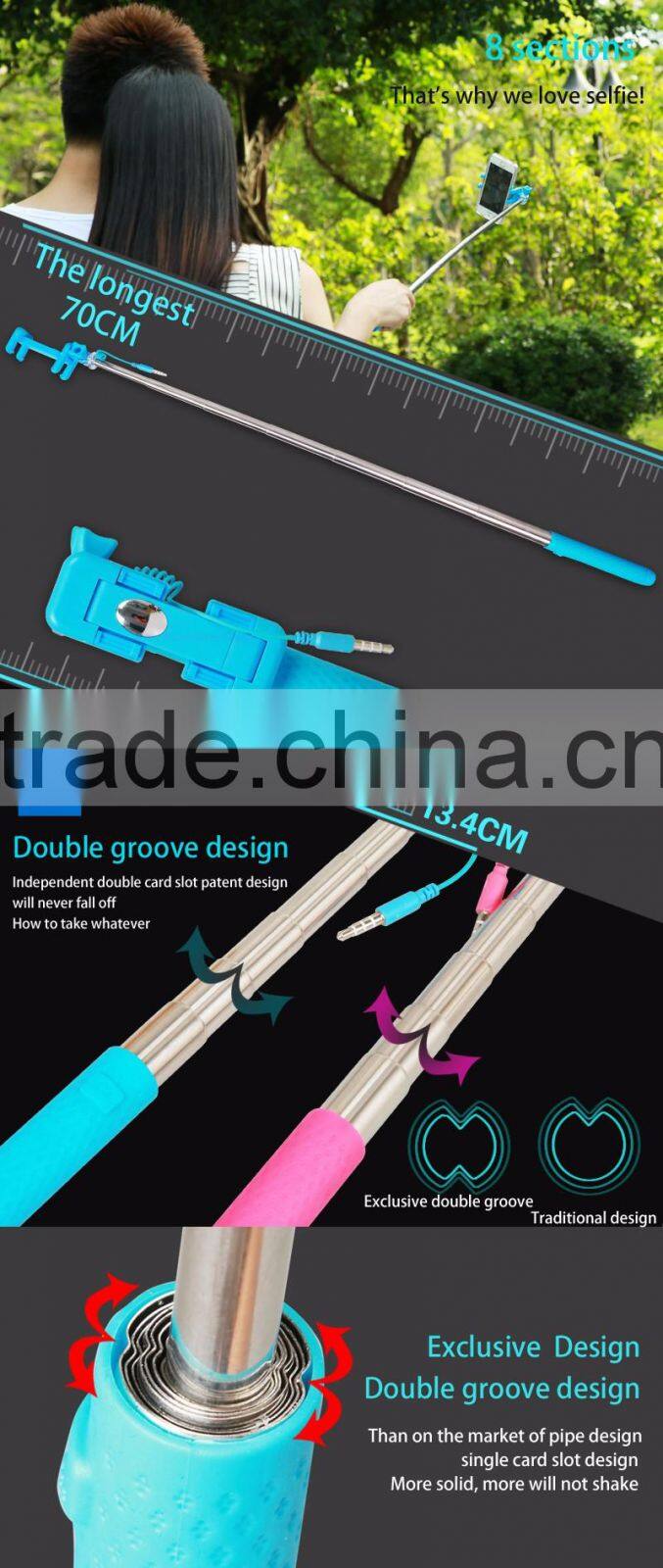 2015 hot sell selfie light osaka hockey stick gyro stabilizer for cameras selfie stick for iPhone android