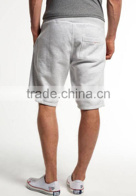 Custom light grey plain 100% cotton casual style wholesale gym shorts for men