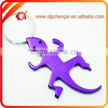 aluminum golden gecko shaped bottle opener keychain