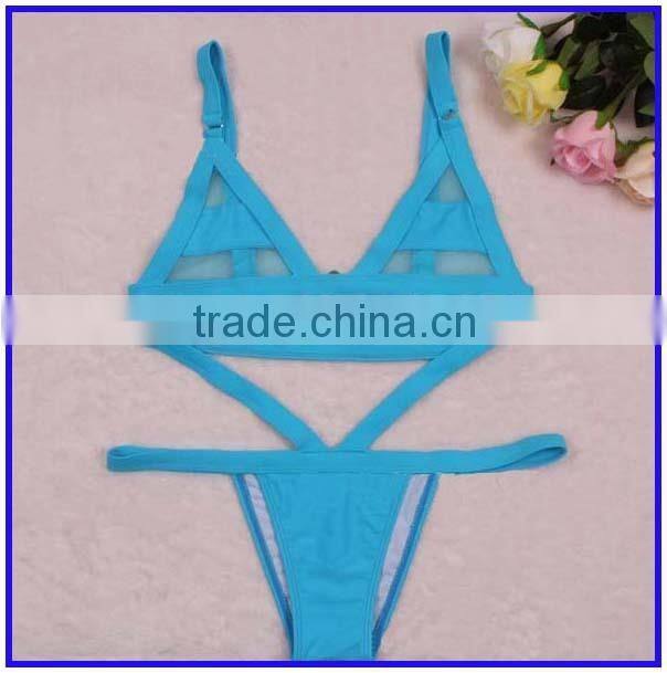 Sexy high waist bikini one piece japanese girls shiny sewing swimsuit