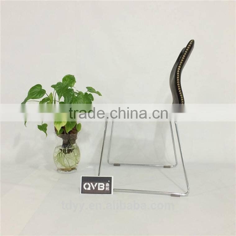 TDC-182-F2 QVB JIANDE TONGDA BENTWOOD PU SEATING WITH with copper rivets stackable METAL CHROME PLATED DINING CHAIR