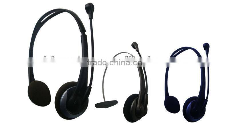 call center monaural headset headphone with microphone & RJ11/USB/DC plug