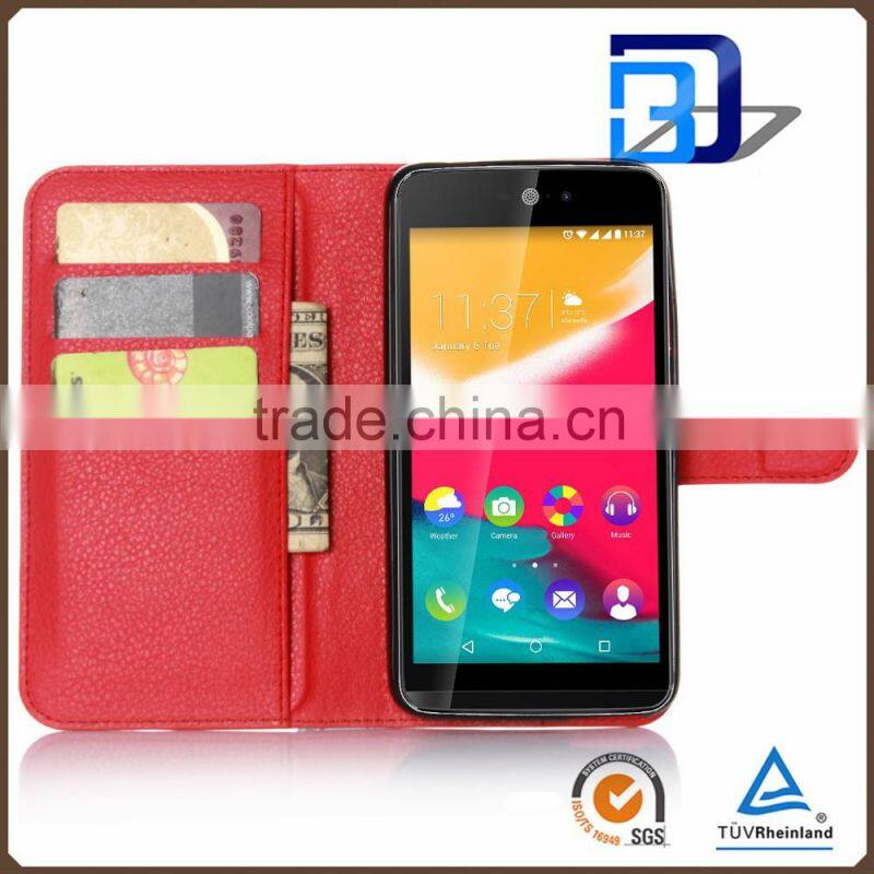 new products 2016 innovative product Stand Wallet Lychee Leather flip cover for Wiko Rainbow Jam 4G phone accessories