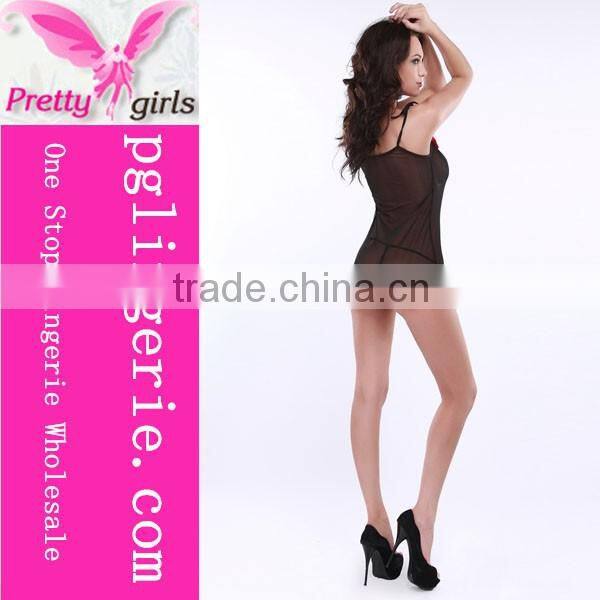 sexy transparent black nude babydoll for women