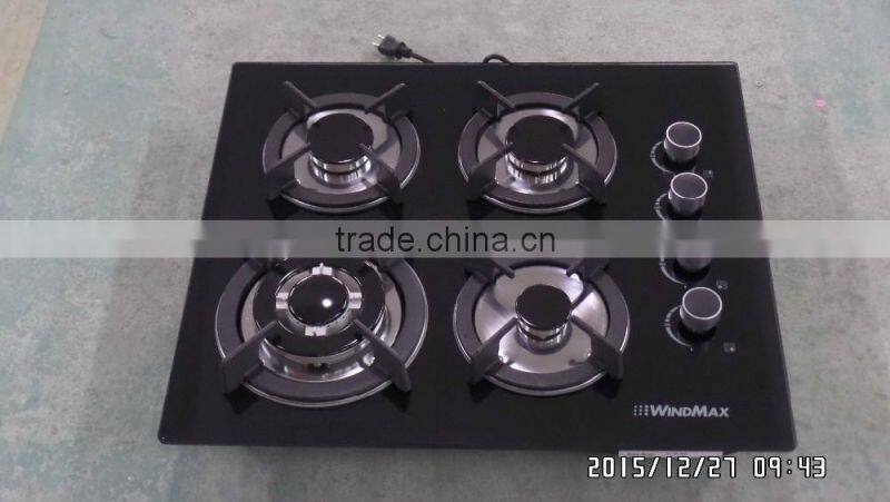 Kitchen stove glass 4 burners built-in gas stove