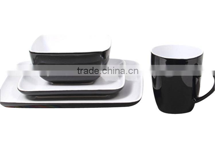 New design modern square cheap ceramic dinner set, fine porcelain dinner set