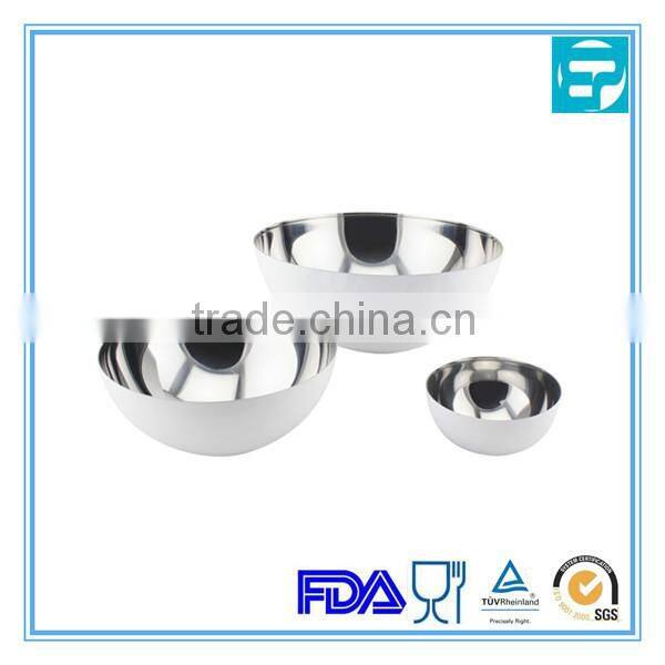 flat stainless steel 3 size Ice Cream Serving Bowl