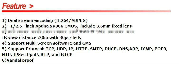 IPS 2.0 Megapixel Sony MX 122 CMOS 3.6 mm fixed lens15-20m IR view distance with 30pcs leds Dome IP Cameras IPS-HS1822L