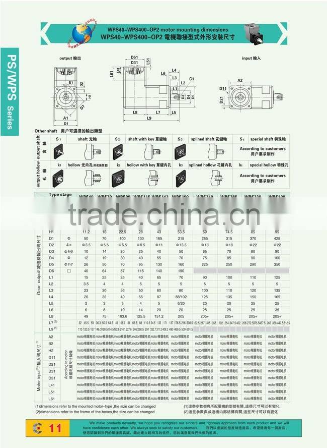 PS WPS Precision Planetary Gear Box
