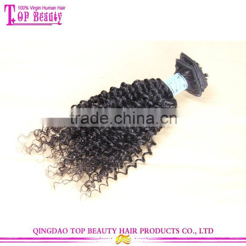 Wholesale unprocessed high quality 100% virgin indian deep curly hair clip in extensions