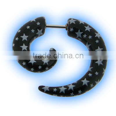 Fashion orange fake ear stretcher sprial taper acrylic body jewelry