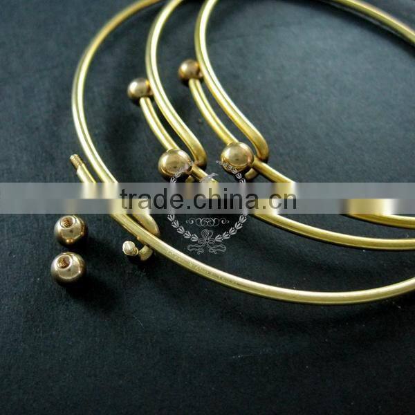 65mm diameter raw brass double beads screw top adjustable DIY wiring bracelet bangle supplies 1900092
