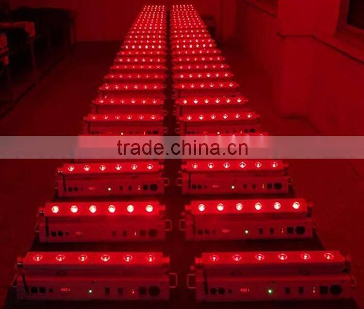Professional Stage Lighting Rechargeable DMX Wireless Battery Powered Backdrop 6in1 RGBWAUV 6x18w LED Wall Washer