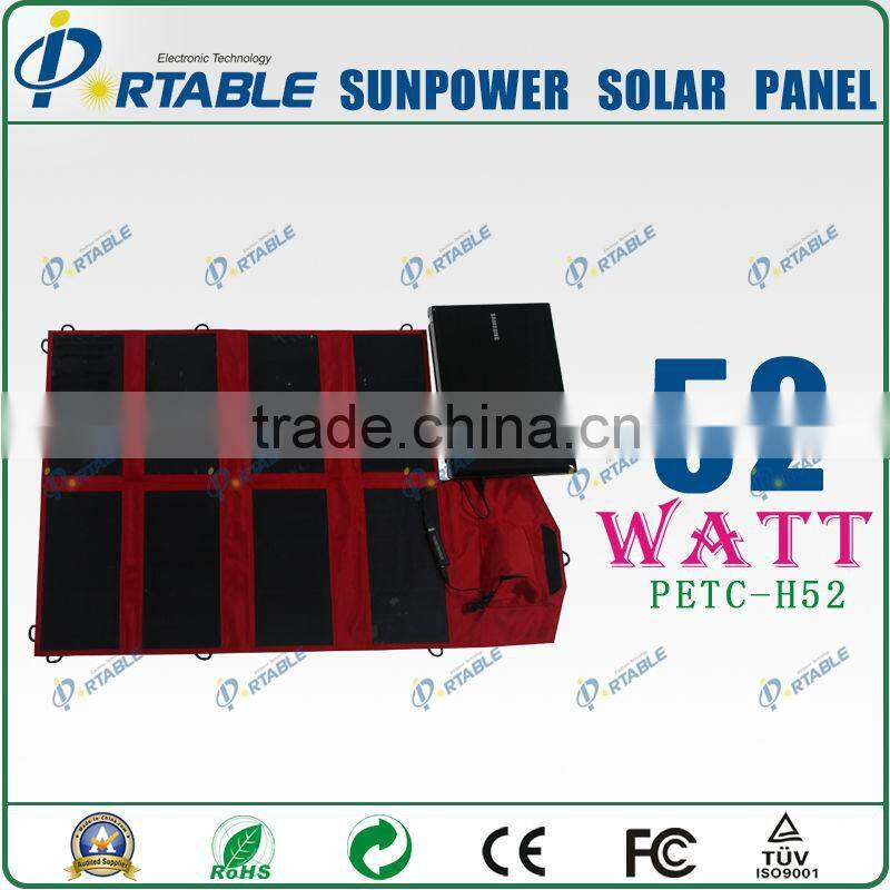 NEW!!! 52W America Sunpower Folding Solar Panel solar phone chargers (PETC-H52)