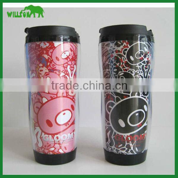 2016 new paper insert thermal coffee mug/plastic advertising cup thermal coffee cup