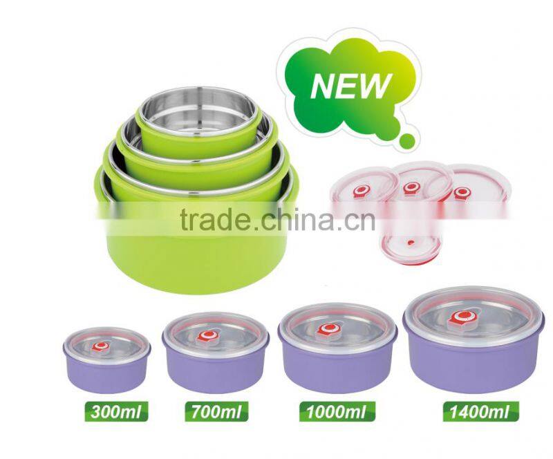 colorful 4pcs stainless steel food storage container
