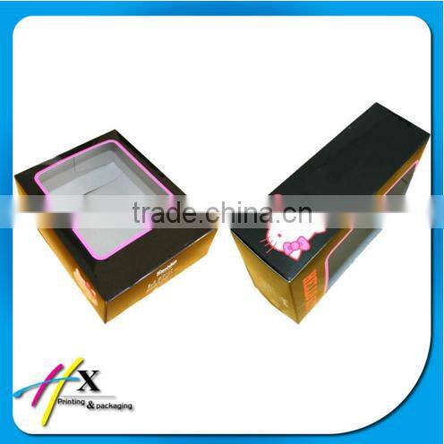 Factory price black cosmetic box with window