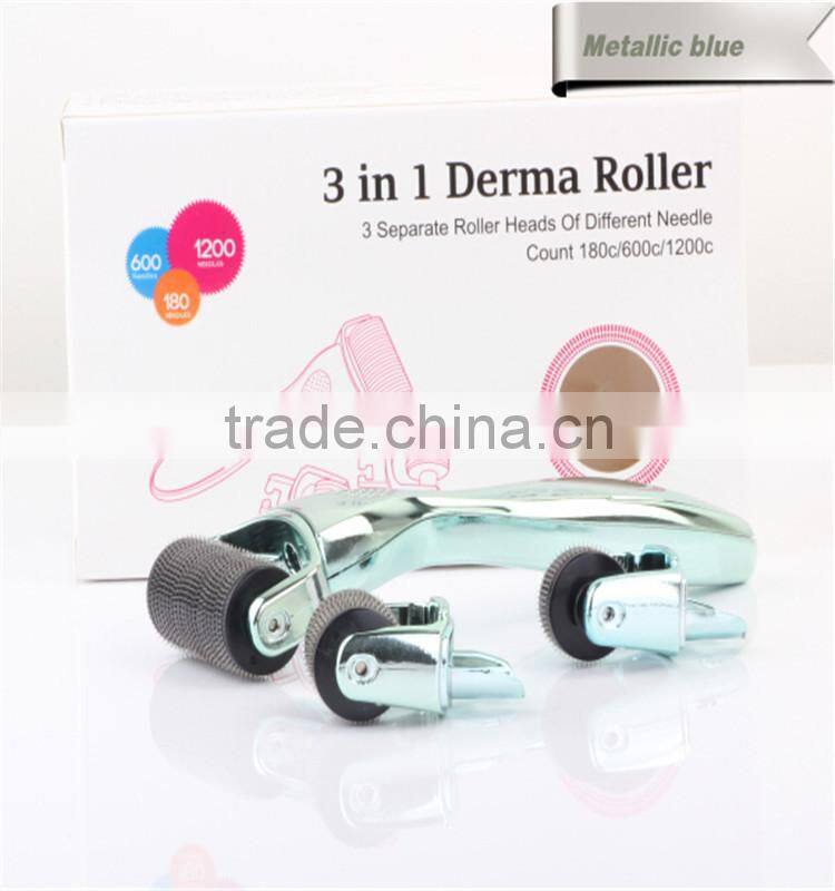 Golden derma roller 3 in 1 system derma roller for facial use derma roller rechargeable