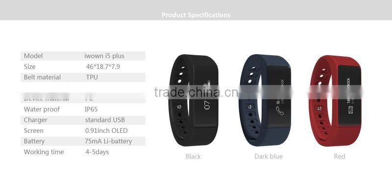 smart bracelet i5 plus Bluetooth Waterproof Touch Screen Fitness Tracker Sleep Monitor Healthy bands