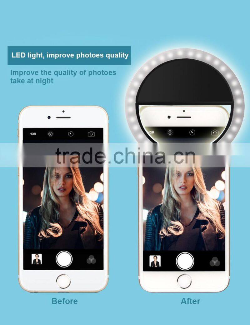 Rechargeable Selfie Ring Light Beauty Flashlight Li-Poly 36 LED Cellphone LED Fill Camera Light