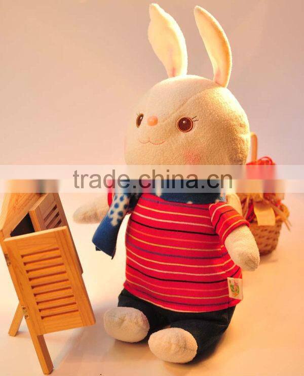 Funny stuffed plush rabbit toy with scarf